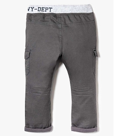 pantalon uni a taille cotelee contrastante gris pantalons7162301_2