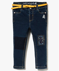 jean slim aspect use avec ceinture amovible - lulu castagnette bleu jeans7177801_1