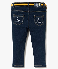jean slim aspect use avec ceinture amovible - lulu castagnette bleu jeans7177801_2