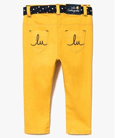 pantalon uni avec ceinture amovible contrastante - lulu castagnette jaune pantalons7178801_2