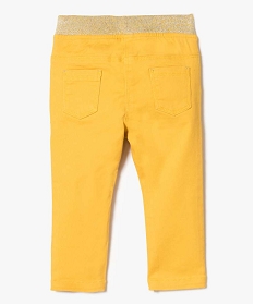 pantalon en toile avec taille elastiquee pailletee jaune7178901_2