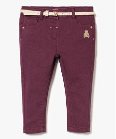 pantalon slim a ceinture pailletee - lulu castagnette violet pantalons7179201_1