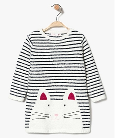 robe pull en maille pilou a motif chat imprime robes7188501_1