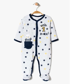 pyjama bebe garcon motifs etoiles avec biais contrastant gris7188601_1