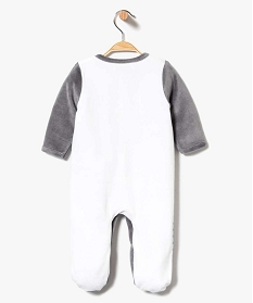 pyjama dors-bien en velours avec motif nounours et fermeture devant blanc7188701_2