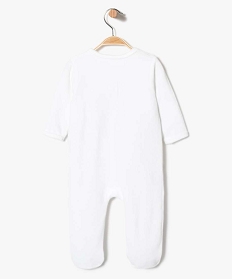 pyjama bebe en velours ras avec ouverture avant et motif ourson blanc7188801_2