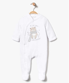 pyjama bebe en velours ouverture devant avec motif ourson blanc7188901_1