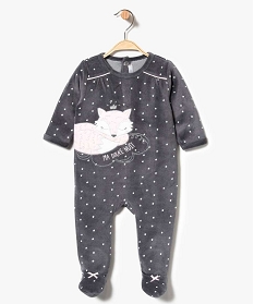 pyjama bebe fille motif renard en velours gris pyjamas velours7193401_1