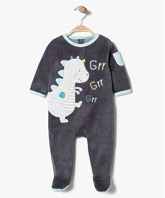 pyjama bebe garcon en velours motif dinosaure gris pyjamas velours7193501_1