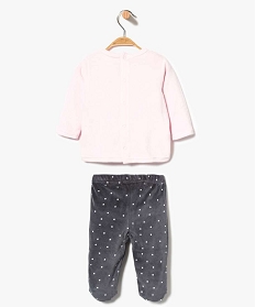 pyjama 2 pieces en velours motif lapin avec pieds rose7193701_2
