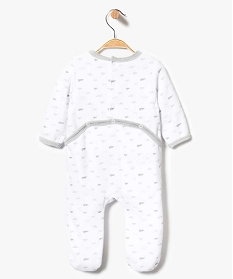 pyjama bebe ouverture dos en velours imprime nuages blanc7194401_2