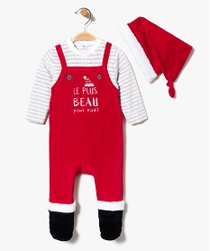 pyjama bebe garcon en velours esprit noel avec bonnet rouge7195501_1