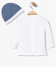 ensemble bicolore tee-shirt bonnet en coton bio blanc7196301_2