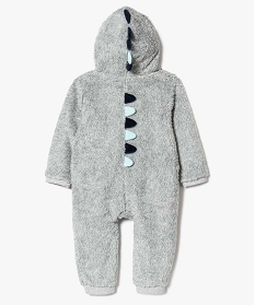 surpyjama bebe en maille peluche motif dragon gris