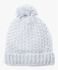 bonnet en maille fantaisie avec pompon gris7212101_1