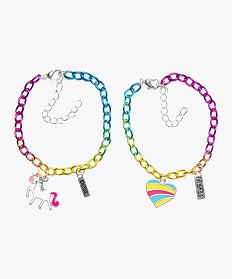 bracelets fille en chaine multicolore avec breloques (lot de 2) multicolore sacs bandouliere7216301_1