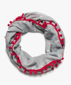 foulard snood motif etoiles et pompons gris sacs bandouliere7220801_1