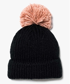 bonnet tricote avec gros pompon contrastant noir autres accessoires7235101_1