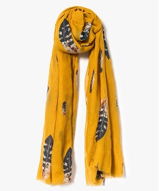 foulard a motifs plumes jaune7244101_1