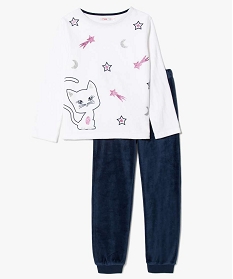 ensemble de pyjama velours motif chat blanc7248101_1