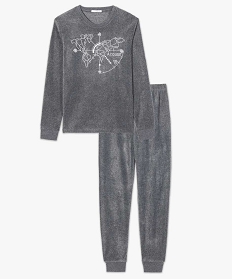 pyjama en polaire brode a lavant gris7270901_4