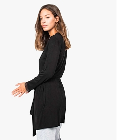 veste homewear femme ceinturee avec finition dentelle noir pyjamas ensembles vestes7275701_3