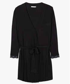 veste homewear femme ceinturee avec finition dentelle noir pyjamas ensembles vestes7275701_4