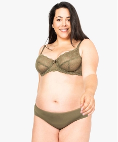 GEMO Culotte femme microfibre et dentelle Vert