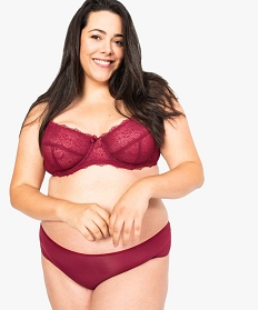 GEMO Culotte femme microfibre et dentelle Rouge