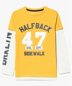 tee-shirt 2-en-1 imprime football americain jaune tee-shirts7306601_1