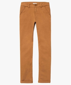 pantalon garcon chino slim stretch a revers orange7314301_1