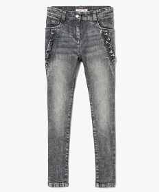 jean skinny a taille haute a empiecements volantes gris jeans7325201_2