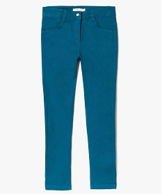 pantalon slim uni pour fille a taille reglable bleu7325701_1