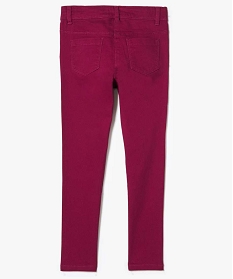 pantalon fille coupe slim coloris uni a taille reglable rose pantalons7325801_2