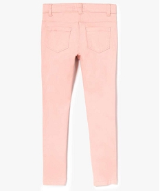 pantalon fille coupe slim coloris uni a taille reglable rose pantalons7326101_3