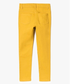 pantalon fille coupe slim coloris uni a taille reglable jaune pantalons7326201_2