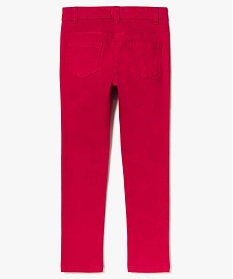 pantalon fille coupe slim coloris uni a taille reglable rose pantalons7326301_2