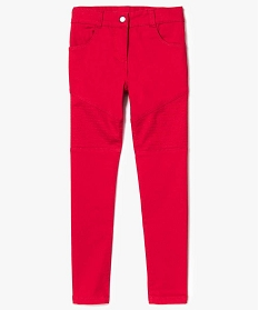 pantalon slim avec surpiqures sur les genoux rouge pantalons7326401_1