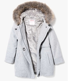 manteau croise avec fils metallises et capuche gris blousons et vestes7327201_3
