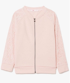 sweat zippe style bomber a manches dentelle rose7332501_1