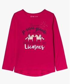 tee-shirt manches longues a imprime glitter rose7339001_1
