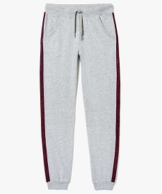 pantalon de jogging chine avec bandes en velours gris pantalons7344801_1