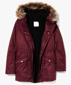 parka col fausse fourrure doublee sherpa rouge7351501_2