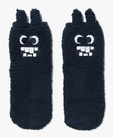 chaussettes dinterieur en maille peluche avec motif monstre garcon bleu7363801_1