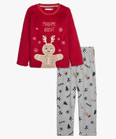 pyjama fille en peluche et jersey madame biscuit rouge7365101_1