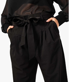 pantalon paper bag femme avec dos elastique - gemo x lalaa misaki noir7368001_2