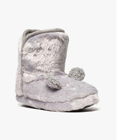 chaussons boots fille en fausse fourrure avec motif souris et oreilles en relief gris7373001_2