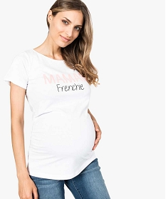 tee-shirt manches courtes imprime maman frenchie blanc7373501_1