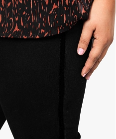 pantalon femme 5 poches coupe droite avec bandes laterales en velours noir pantalons et jeans7385601_2