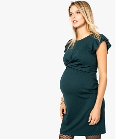 robe de grossesse avec effet drape sur lavant vert7401901_1